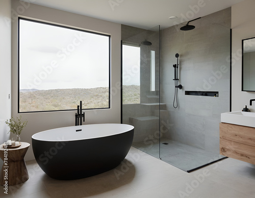 modern bathroom interior with shower