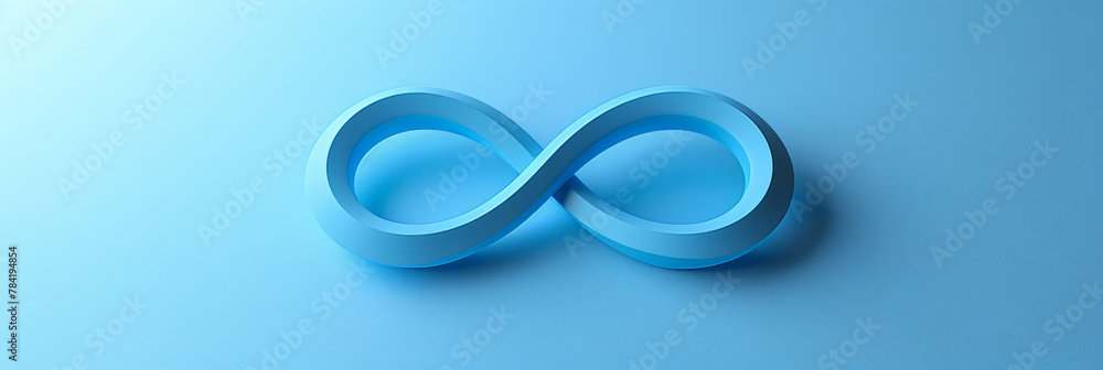 3D render of a colorful blue infinity symbol on a blue background, 3D render of a colorful blue infinity symbol on a blue background,