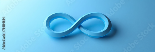 3D render of a colorful blue infinity symbol on a blue background,  photo