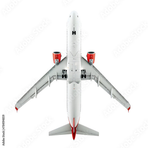 High detailed white airliner, 3d render on a transparent background. Airplane Take Off, isolated 3d illustration. Airline Concept Travel Passenger plane. Jet commercial airplane. photo