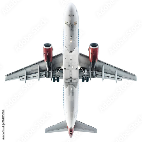 High detailed white airliner, 3d render on a transparent background. Airplane Take Off, isolated 3d illustration. Airline Concept Travel Passenger plane. Jet commercial airplane. photo