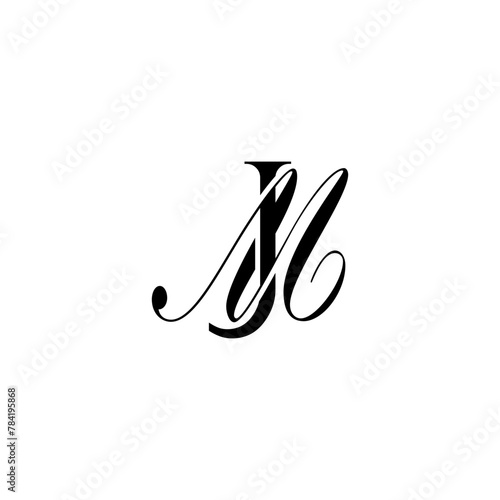 Initial Mixed Letter Logo. Logotype design. Simple Luxury Black Flat Vector JM