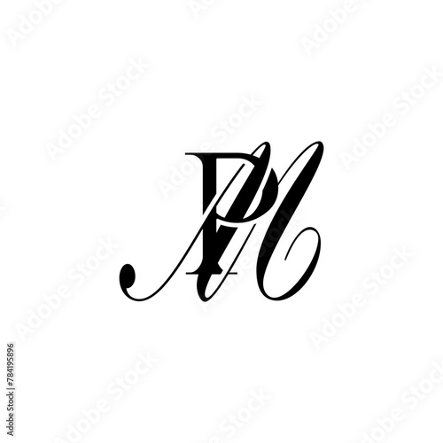Initial Mixed Letter Logo. Logotype design. Simple Luxury Black Flat Vector PM