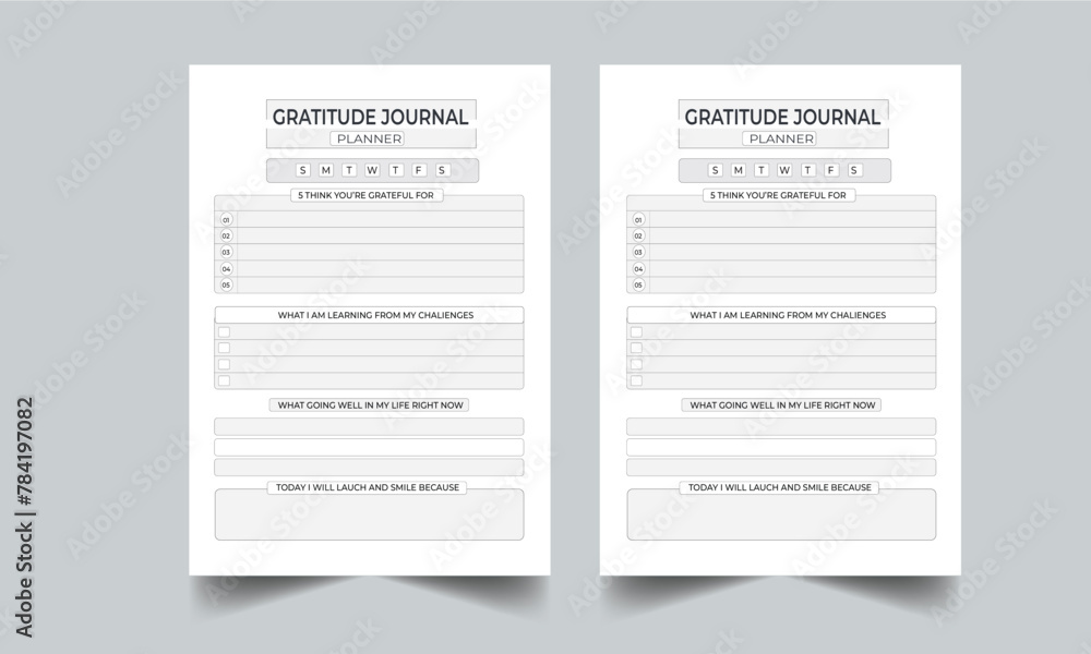 Gratitude Journal Planner Printable Sheet. Set of Gratitude Journal Template Design. Minimalist planner pages design. Daily Gratitude Planner Design. Gratitude Journal Planner Printable Sheet. Set of Gratitude Journal Template Design. Minimalist planner pages design. Daily Gratitude Planner Design.