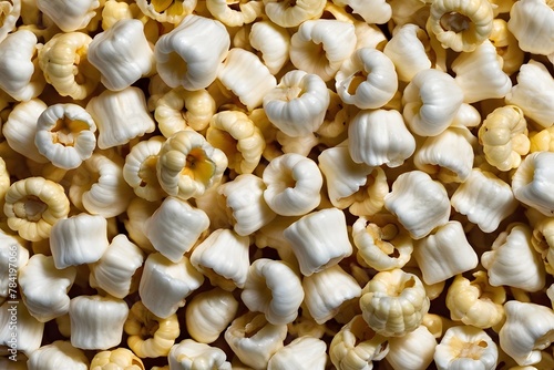 A close-up capture of golden, freshly popped popcorn against a white background. Perfect for food, snack, or cinema concepts. generative ai