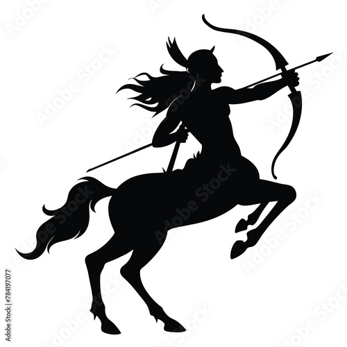 silhouette of a centaur archer, mythical creature vector