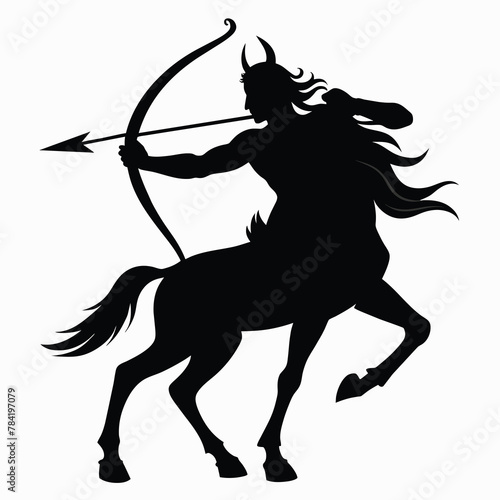 silhouette of a centaur archer, mythical creature vector