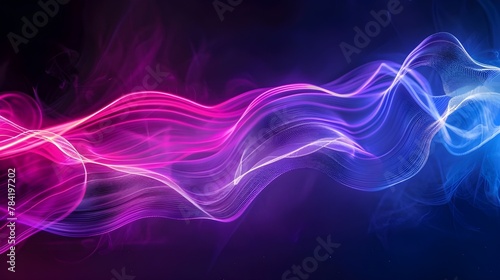 Multi-colored neon lights on a dark city street, reflection of neon light in puddles and water. Abstract night background, blurred bokeh light. Night view.