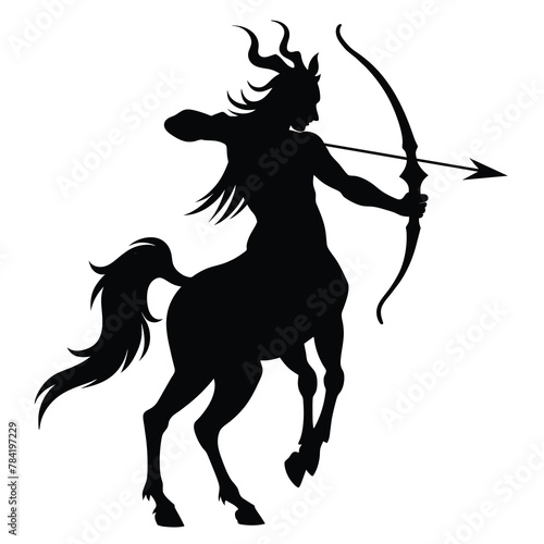 silhouette of a centaur archer, mythical creature vector
