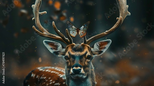 deer and butterfly