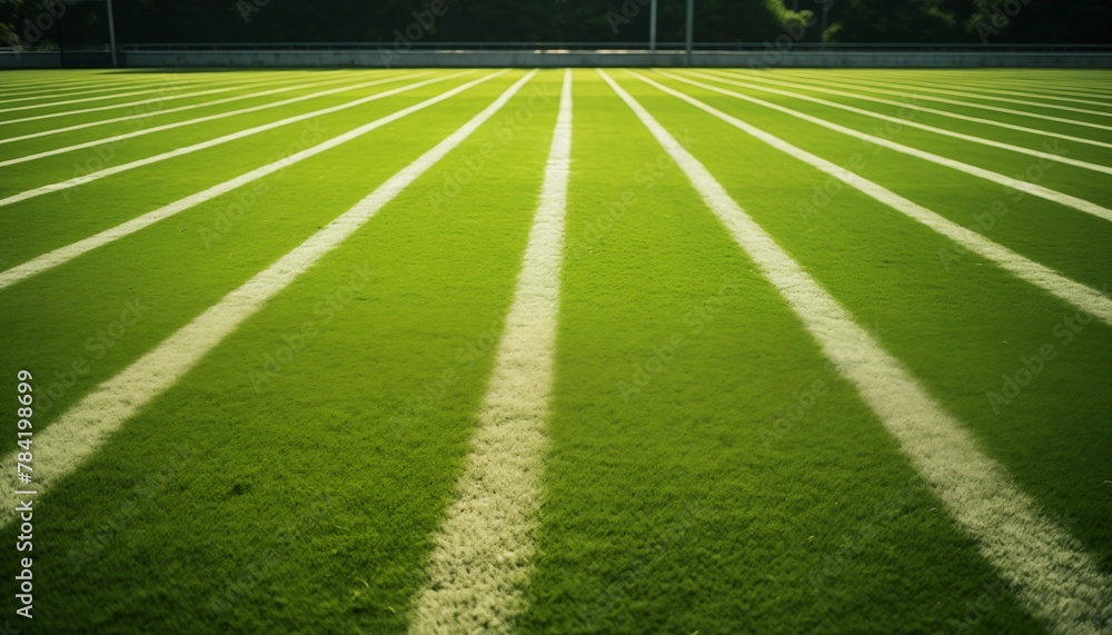 green grass field with lines