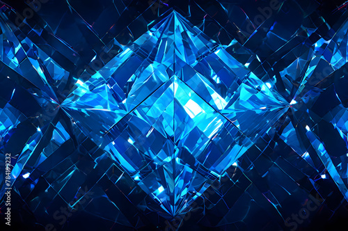 blue  diamond pattern abastract  and elegant background design, Modern geometric design, Stylish graphic art, Shiny texture, Premium elegant artwork. photo