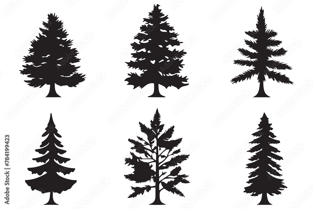 Set of Christmas Tree vector silhouettes Set of Christmas Tree vector silhouettes