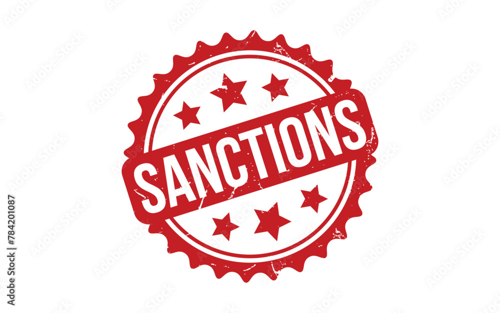 Obraz premium Sanctions Stamp. Red Sanctions Rubber grunge Stamp