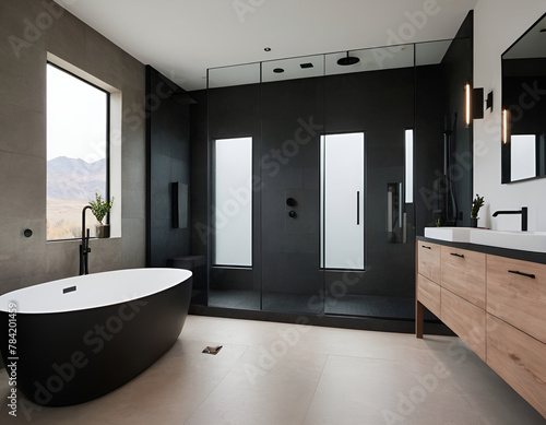 modern bathroom interior with shower