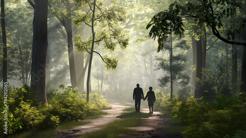 Second Life: An Old Couple Walking in the Woods
