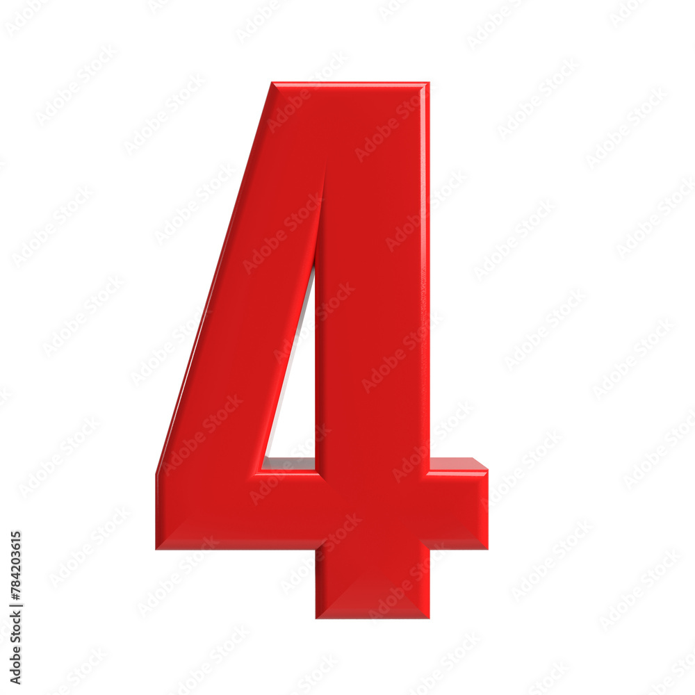 Fototapeta premium Number four 4. 3D Rendering.