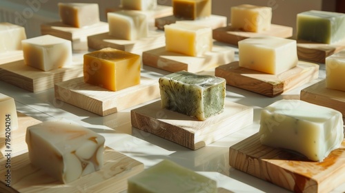 Inspiring display of natural soap bars  focusing on their role in an eco-conscious lifestyle