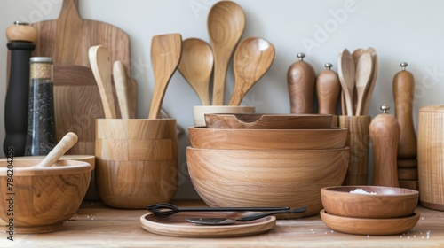 Inspiring array of wooden kitchenware, a testament to innovative recycling and eco-conscious cooking