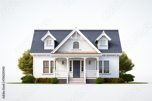 3d rendering of a house isolated on white background with clipping path