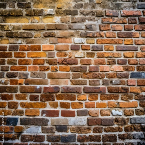 old brick wall. A rustic brick wall, weathered by time and adorned with traces of history, its rugged texture and earthy tones adding character and charm to the urban landscape, evoking a sense of aut photo