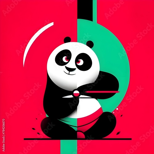 Abstract or geometric panda with a single bright shade.  © Yuthana