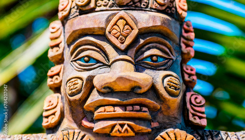 Tiki God Head Statue