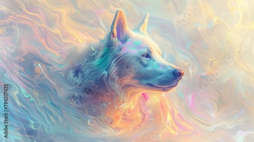 Playful Canine Energy: Vibrant and Lively Dogs in Pastel Waves photo
