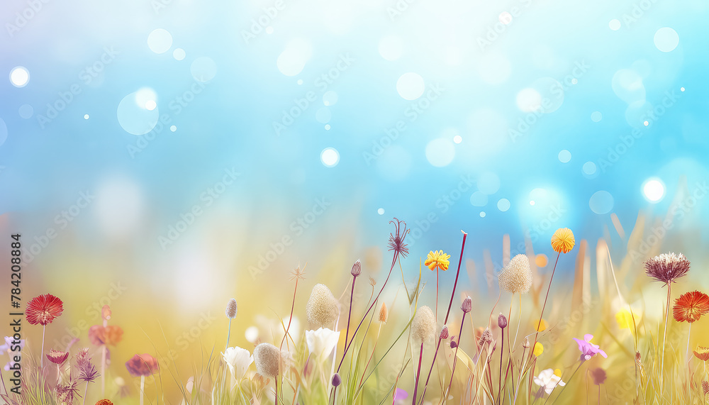 Field of Summer Flowers with Space for Text ,spring concept