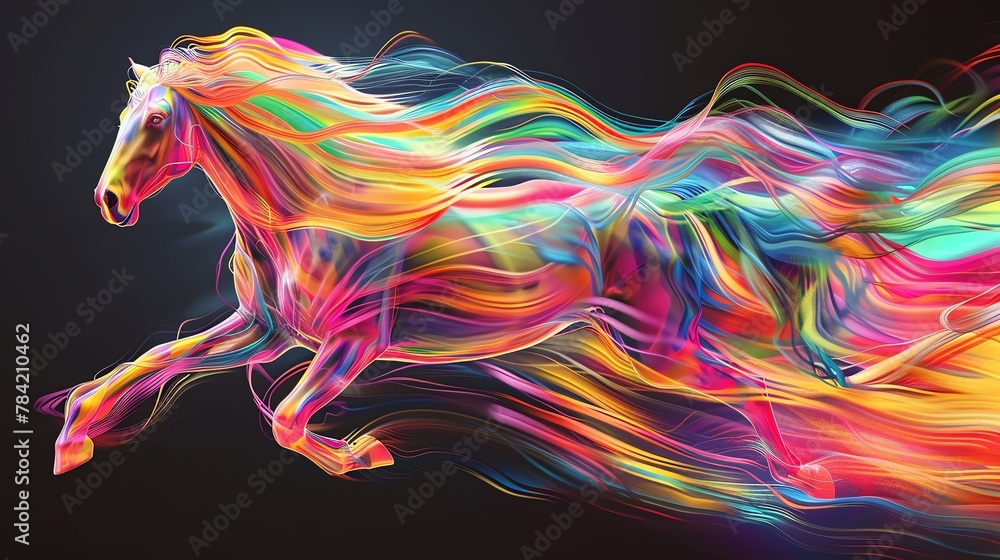 Obraz premium An artistic depiction of animal locomotion in a dynamic and captivating design, showcasing fluidity and grace with vibrant colors