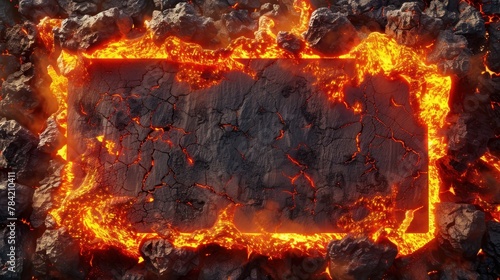 A vibrant lava frame with streams of glowing magma