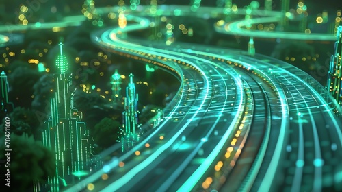 A visual metaphor depicting highspeed internet as a digital highway, symbolizing rapid data transfer