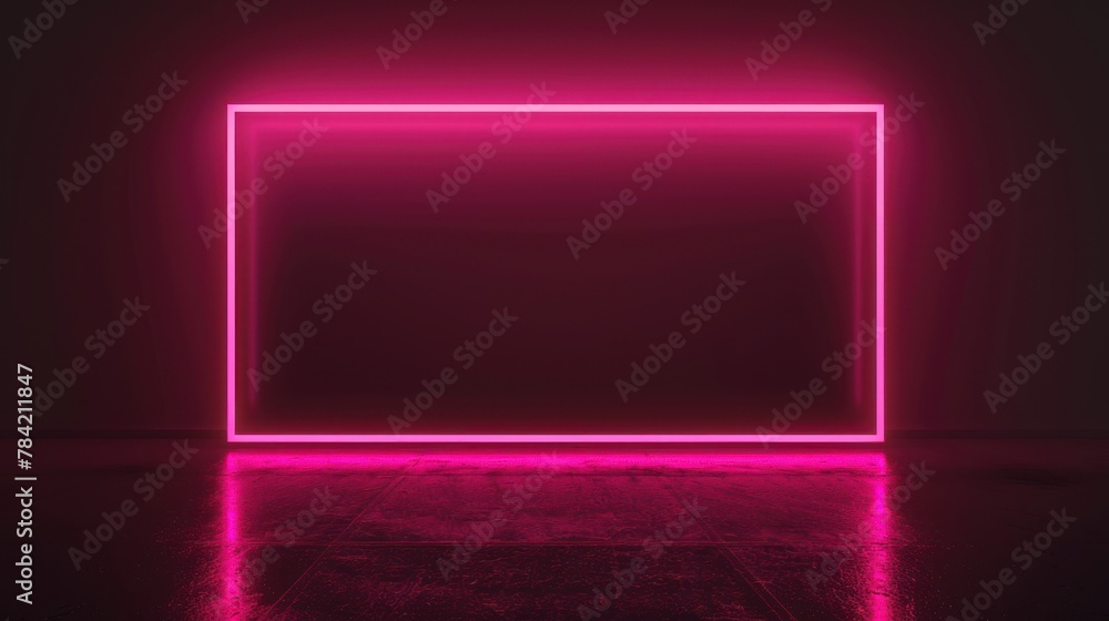 A rectangular neon frame in hot pink pulsating gently around a simple quote about positivity