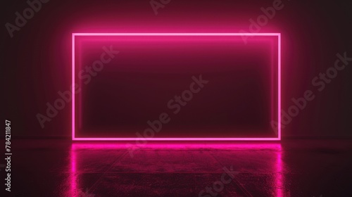 A rectangular neon frame in hot pink pulsating gently around a simple quote about positivity
