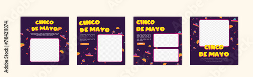 Social media post banner for Cinco de Mayo celebration. Set of cinco de mayo party poster templates. Cinco de mayo poster and banner. photo