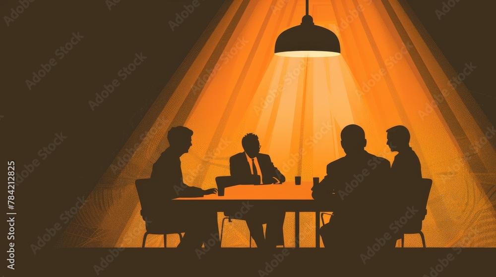 Illustration of a negotiation table scene under a spotlight, emphasizing high-stakes decisions Illustration of a negotiation table scene under a spotlight, emphasizing high-stakes decisions