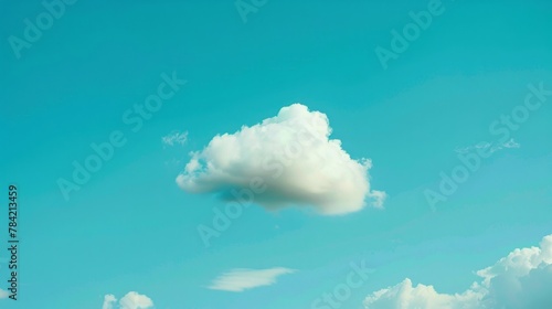 A single, fluffy white cloud floating in a vast, AI Generative