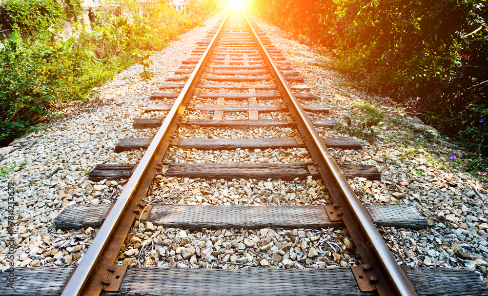 Fototapeta premium Straight railway line for train