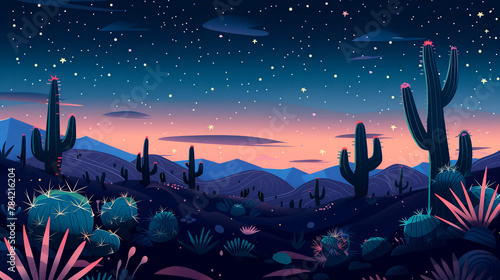 Mexican desert cactus landscape. Ideal for Cinco de Mayo. Landscapes and travel concept