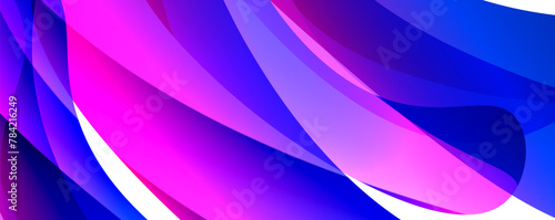 Vibrant hues of purple and blue swirl together on a crisp white background, creating a mesmerizing pattern with electric blue and magenta tints and shades
