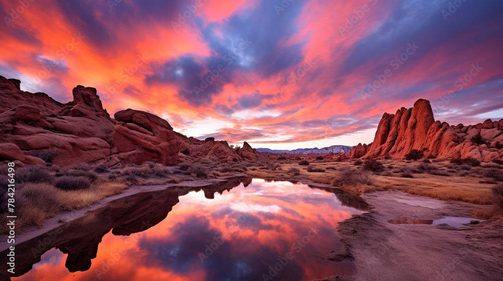 Fototapeta premium sunset in the desert.