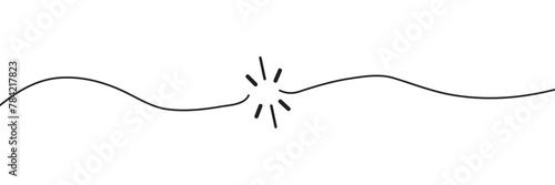 Cable wire line break icon simple graphic illustration, cord rope stroke broken black white, electric circuit thread rupture snap, torn string image clipart