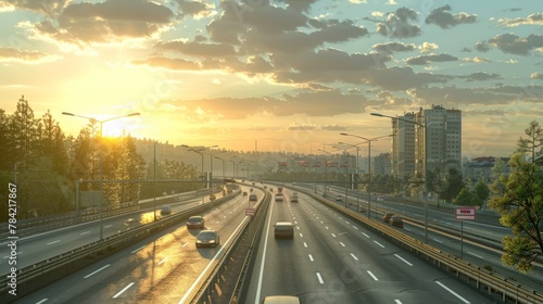 photorealistic highway on town background Generated with Ai tools © Nadeem