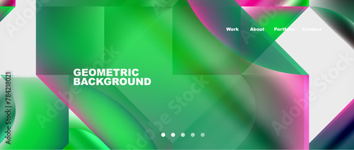 A blurred green and magenta geometric background resembling a macro photograph of grass and petals on a terrestrial plant, with a patterned effect