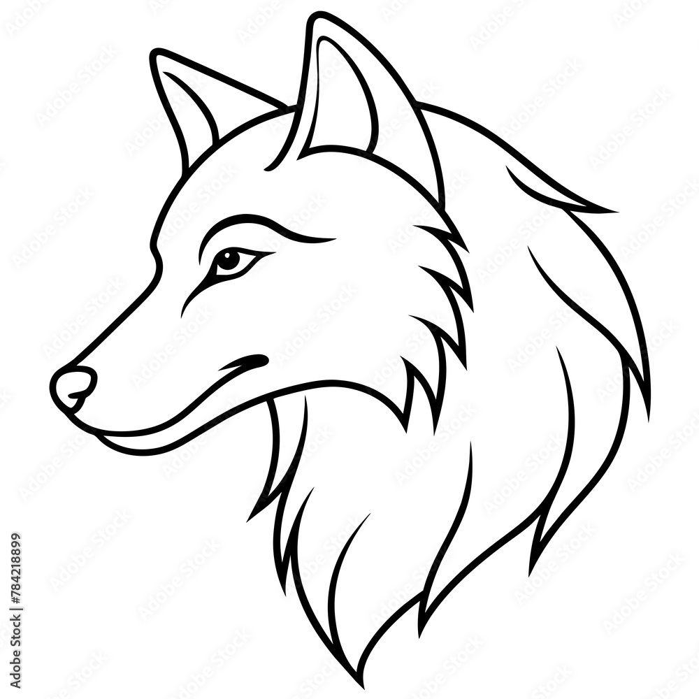 Obraz premium Wolf side head vector illustration. 