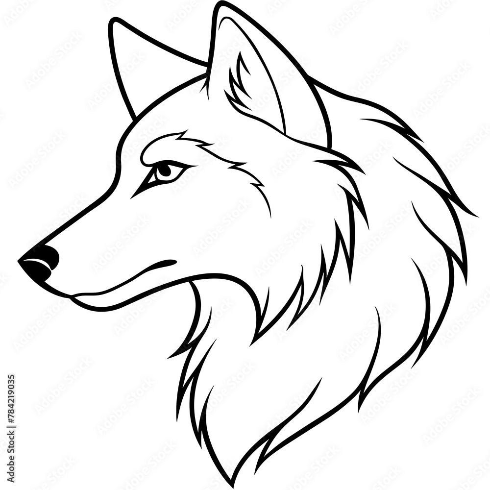 Fototapeta premium Wolf side head vector illustration.