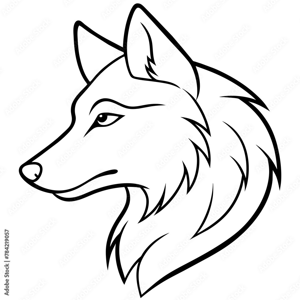 Fototapeta premium Wolf side head vector illustration.
