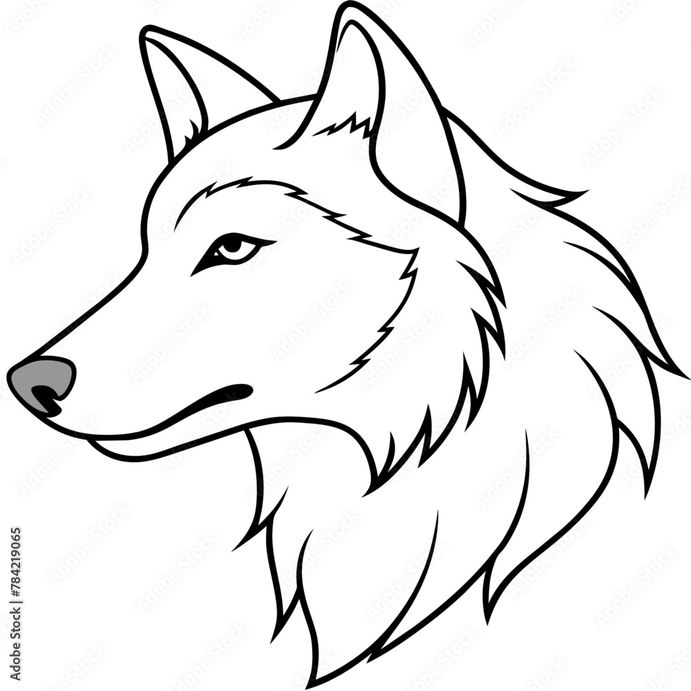Obraz premium Wolf side head vector illustration.