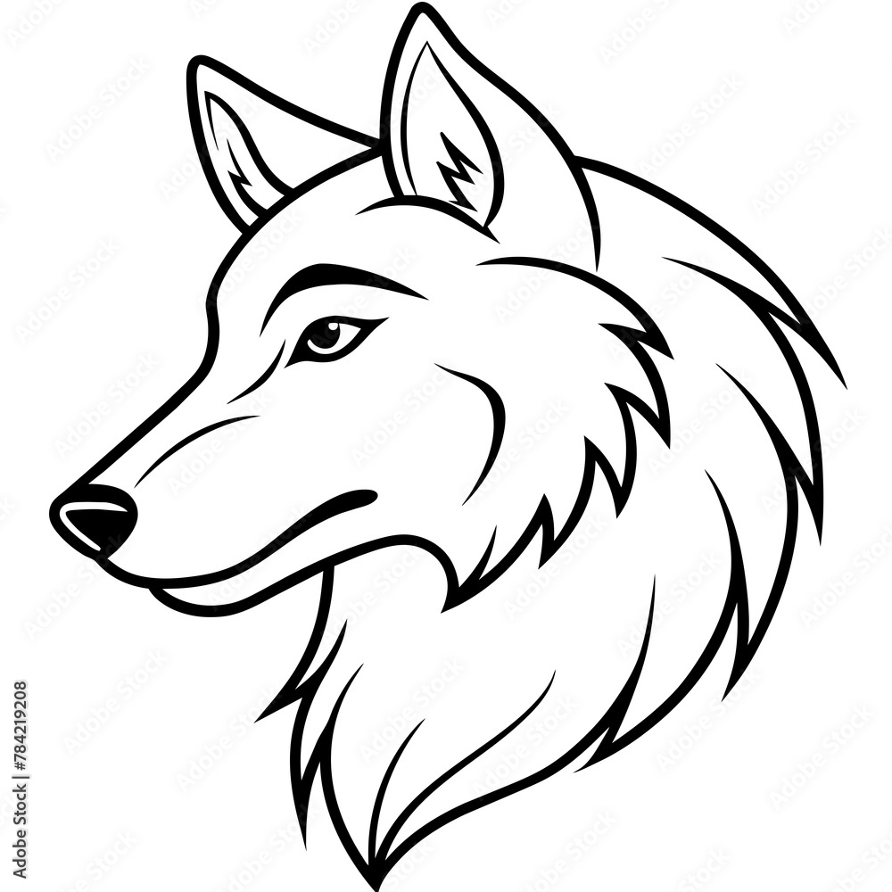 Fototapeta premium Wolf side head vector illustration.