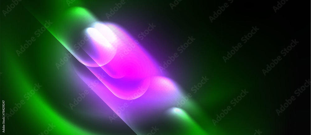 A colorfulness of green and purple hues radiates from a glowing object on a black background, creating an ethereal display of gas and liquid in shades of violet, magenta, and electric blue A colorfulness of green and purple hues radiates from a glowing object on a black background, creating an ethereal display of gas and liquid in shades of violet, magenta, and electric blue